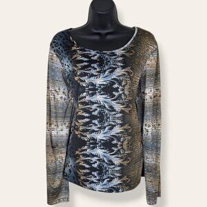 Tango Mango Asymmetrical Ornate Pattern Top